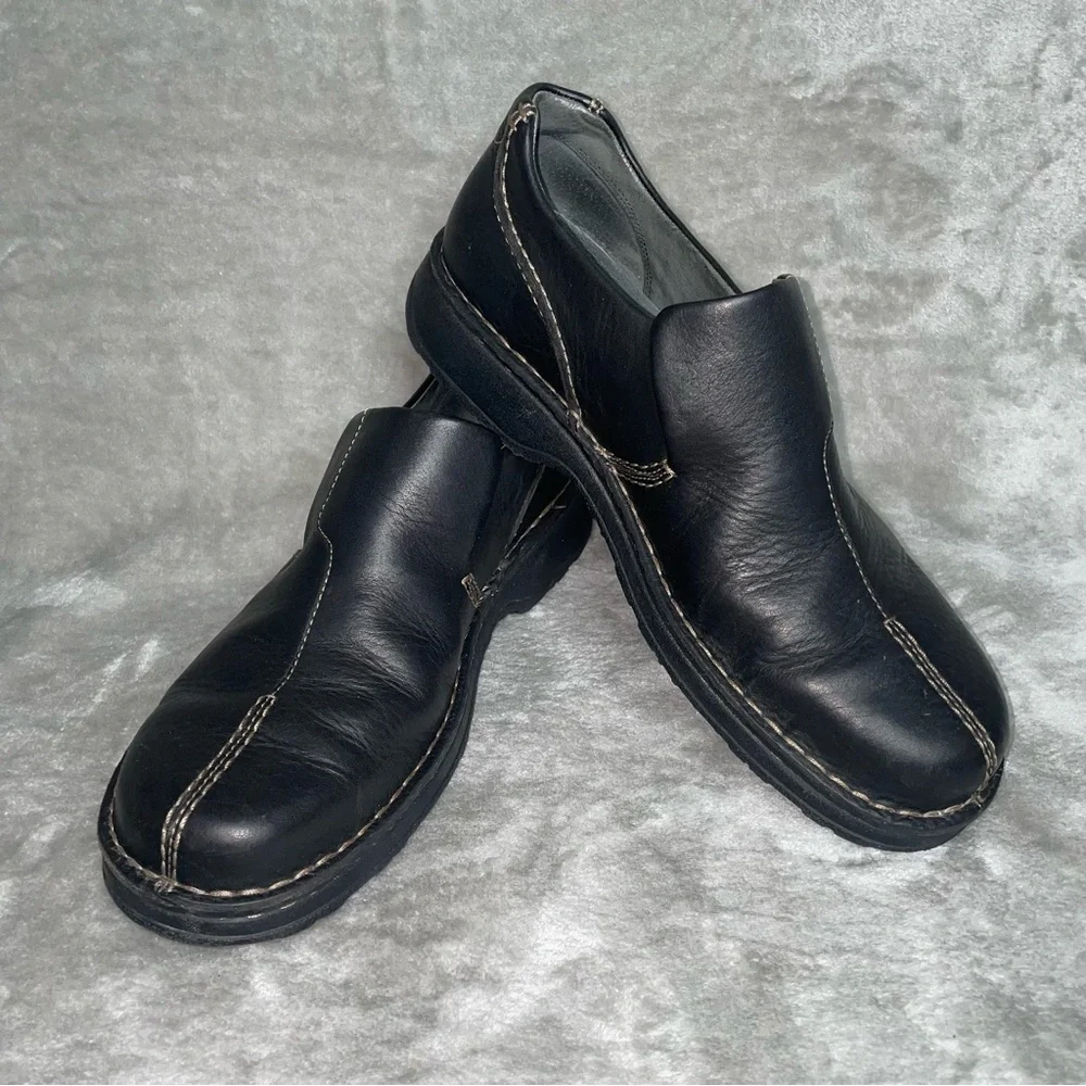 Clarks Active Air Black Leather Loafers Light Stitching Men's Size 12 Slip On